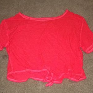 bright pink cop top that ties in the front